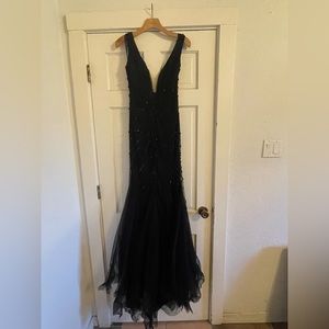 Elegant Black Beaded Jovani Evening Gown / Prom Dress